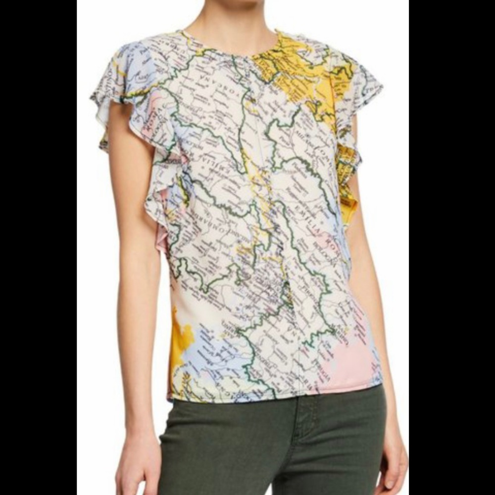 Derek Lam 10 Crosby top with map print